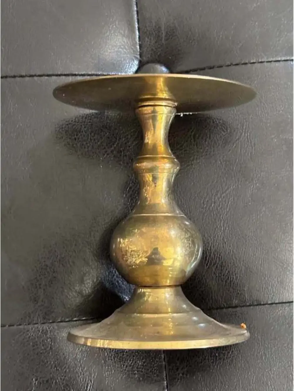 Vintage Brass Pillar Candle Holder